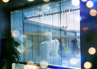 China De binnen Transparante Glas LEIDENE Vertoning, ziet door de Geleide Hoge Definitie van de Gordijnvertoning leverancier